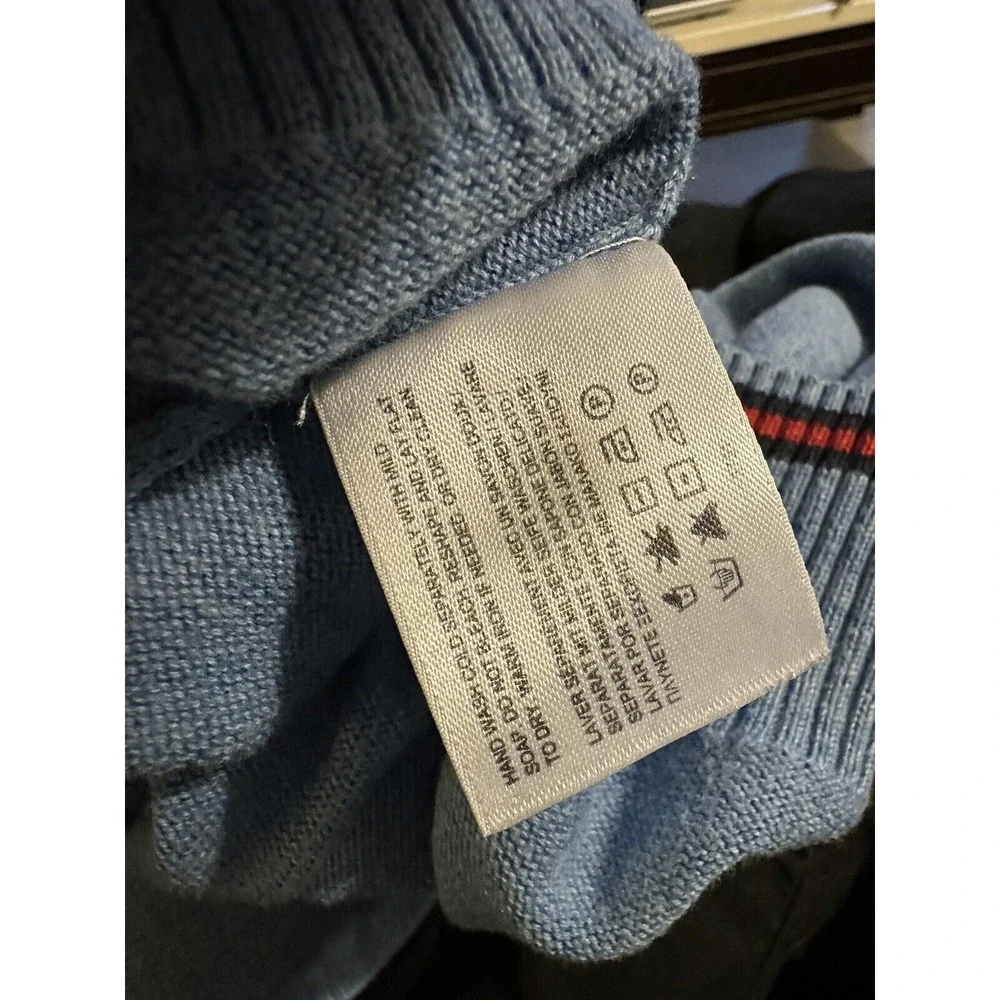 Brooks Brothers Mens Sweater V Neck Knit Long Sleeve Cotton Blue Vintage L‎